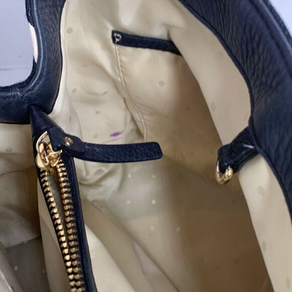 Kate Spade black/white striped canvas leather satchel bag - Picture 8 of 9